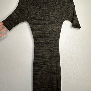 Elegant Black and Brown Knit Dress